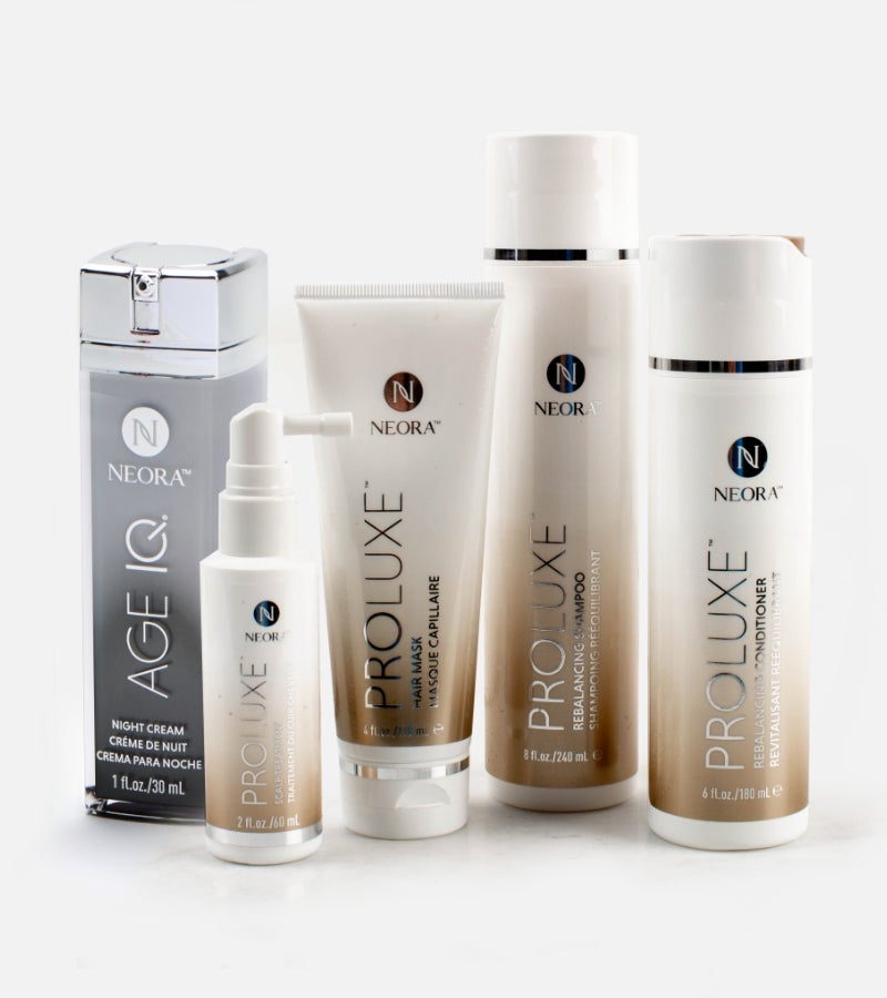  A group shot of Neora products featured in the Hair Care Essentials Pack.